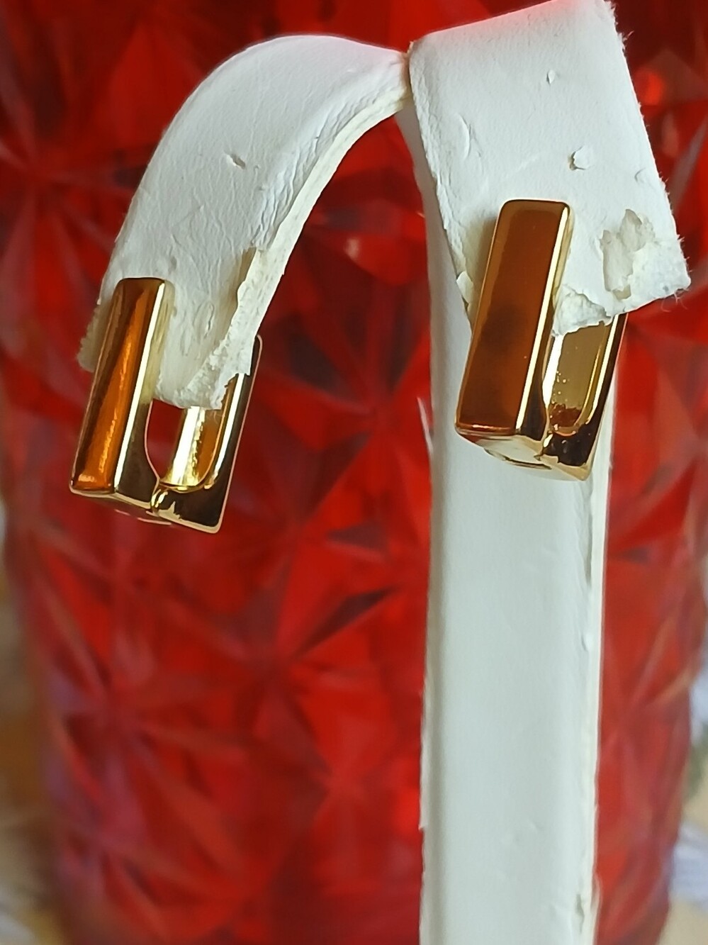 18 K Gold Filled Modern Rectangular Snap Closure Hoops